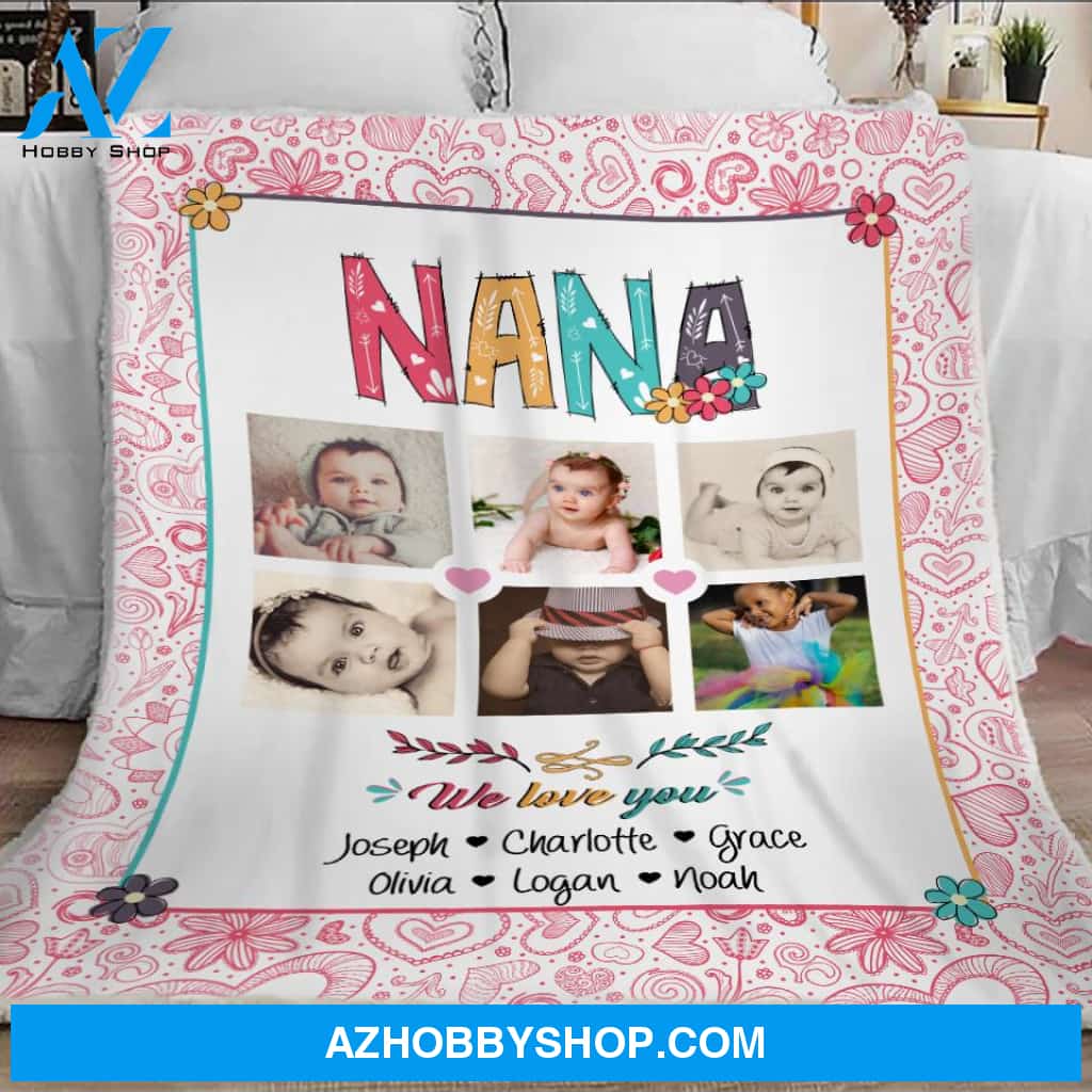 6 Photo Blanket, Picture Blanket, Nana Blanket, Grandma Blanket, Gift For Grandparents