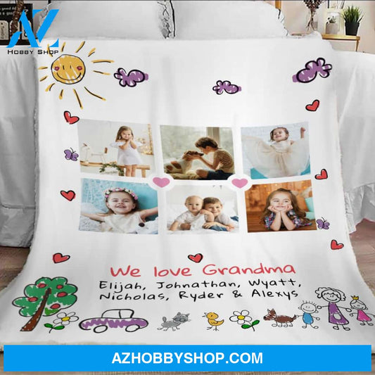6 Photo Blanket Blanket With A Photo, Love Grandma Blanket, Fleece Blanket, Sherpa Blanket