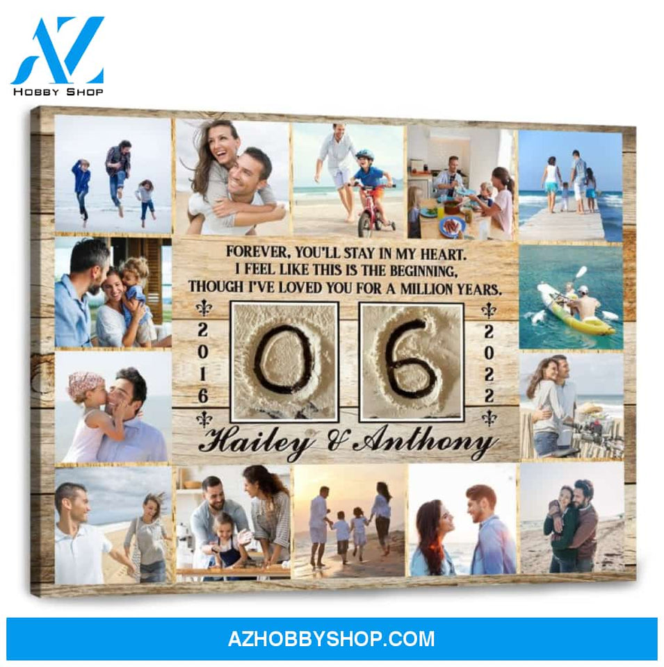 6 Year Wedding Anniversary Gift Personalized Love Canvas