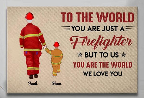 Personalized Canvas, Firefighter Best Friends For Life Dad And Son Canvas Wall Art Fathers Day Gift Ideas, Wall Decor Visual Art Gift Dad