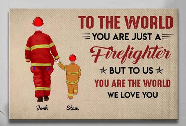 Personalized Canvas, Firefighter Best Friends For Life Dad And Son Canvas Wall Art Fathers Day Gift Ideas, Wall Decor Visual Art Gift Dad
