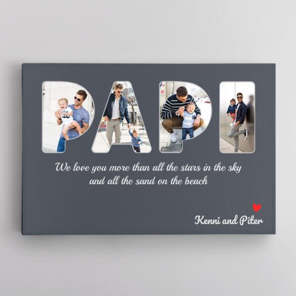 Dad Custom Text and Photo - Personalized Canvas, Canvas Wall Art, Wall Decor Visual Art Fathers, Happy Father's Day, 1st Fathers Day Pg0012