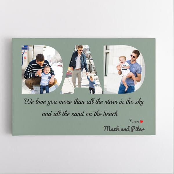 Dad Custom Text and Photo - Personalized Canvas, Canvas Wall Art, Wall Decor Visual Art Fathers, Happy Father's Day, 1st Fathers Day Pg0017