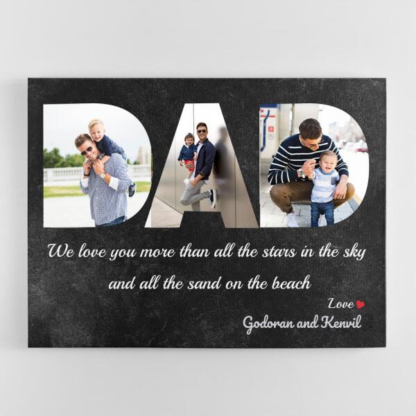 Dad Custom Text and Photo - Personalized Canvas, Canvas Wall Art, Wall Decor Visual Art Fathers, Happy Father's Day, 1st Fathers Day Pg0020