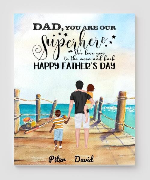 Personalized Gifts Cavnas, Dad And Children And Poster Print, Canvas Wall Art Gift Family, Wall Decor Visual Art, My Poster Wall Gift For Dad