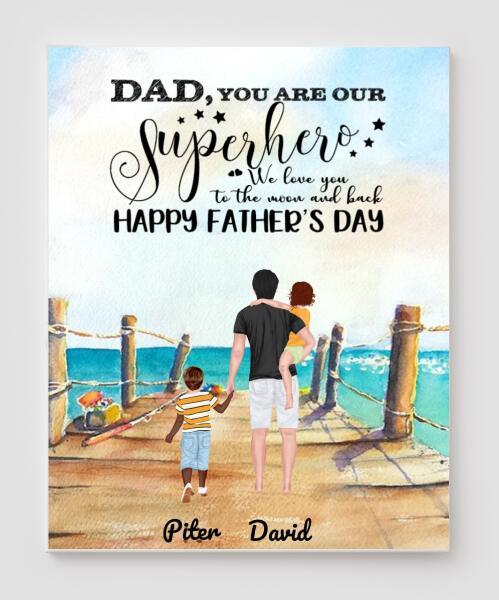 Personalized Gifts Cavnas, Dad And Children And Poster Print, Canvas Wall Art Gift Family, Wall Decor Visual Art, My Poster Wall Gift For Dad