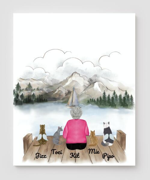 Personalized Cat Canvas, Gifts For Cat Lovers Canvas Wall Art, Wall Decor Visual Art Poster, Canvas Painting, Girl And Cat Pg2275