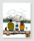 Personalized Dog Canvas, Gifts For Dog Lovers Canvas Wall Art, Wall Decor Visual Art Poster, Canvas Painting, COUPLE And Dog Pg2280