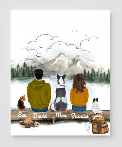 Personalized Dog Canvas, Gifts For Dog Lovers Canvas Wall Art, Wall Decor Visual Art Poster, Canvas Painting, COUPLE And Dog Pg2280