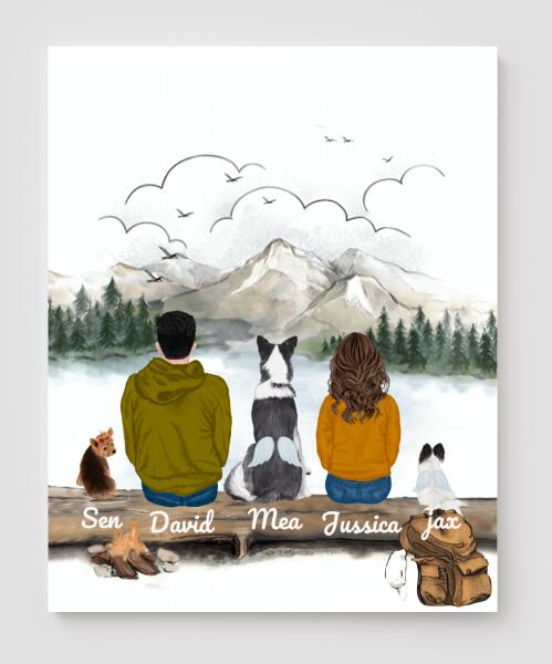 Personalized Dog Canvas, Gifts For Dog Lovers Canvas Wall Art, Wall Decor Visual Art Poster, Canvas Painting, COUPLE And Dog Pg2280