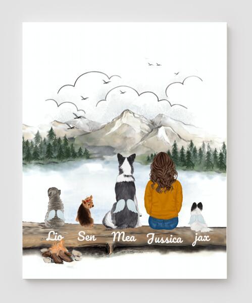 Personalized Dog Canvas, Gifts For Dog Lovers Canvas Wall Art, Wall Decor Visual Art Poster, Canvas Painting, COUPLE And Dog Pg2284