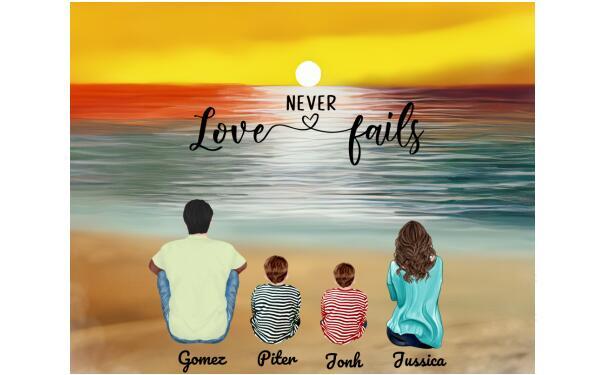 Personalized Canvas, Gifts For The Whole Family Canvas Wall Art, Wall Decor Visual Art Fathers Day Gifts, My Poster Wall Father's Day 2021 - 4 People Pga002