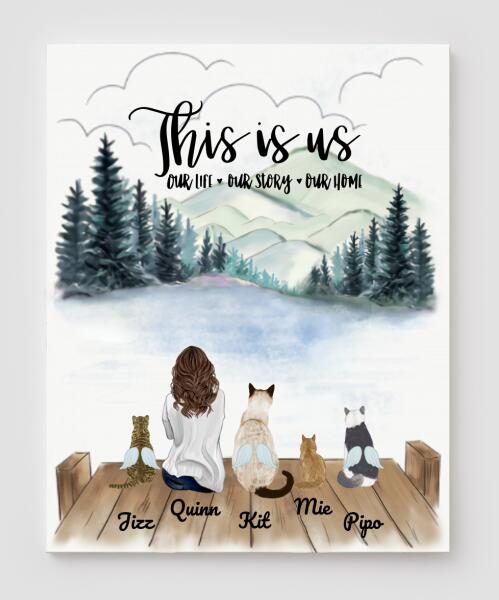 Personalized Cat Canvas, Gifts For Cat Lovers Canvas Wall Art, Wall Decor Visual Art Poster, Canvas Painting, Girl And Cat Pg2288