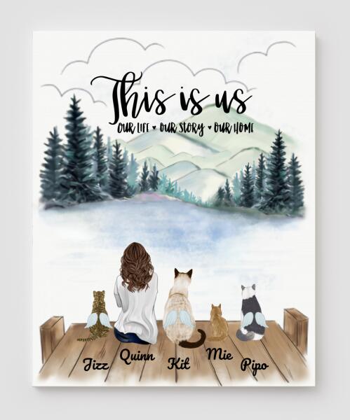 Personalized Cat Canvas, Gifts For Cat Lovers Canvas Wall Art, Wall Decor Visual Art Poster, Canvas Painting, Girl And Cat Pg2288