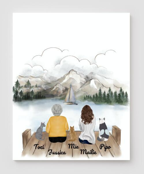 Personalized Cat Canvas, Gifts For Cat Lovers Canvas Wall Art, Wall Decor Visual Art Poster, Canvas Painting, Girl And Cat Pg2285