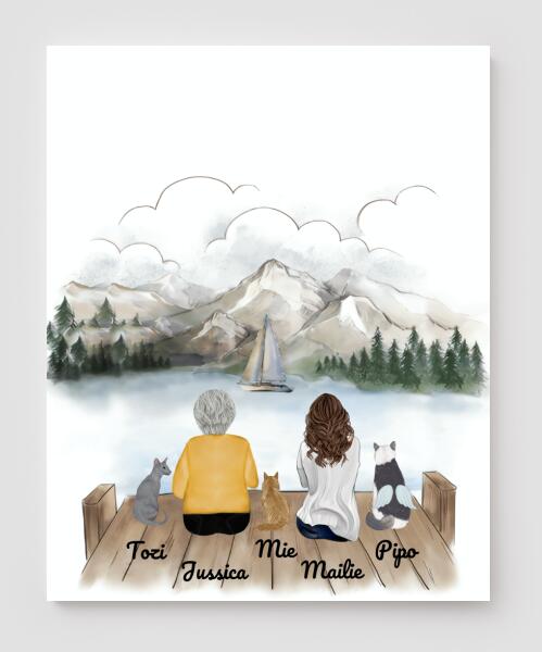 Personalized Cat Canvas, Gifts For Cat Lovers Canvas Wall Art, Wall Decor Visual Art Poster, Canvas Painting, Girl And Cat Pg2285