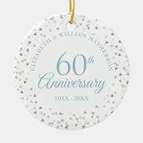 60Th Anniversary Hearts Confetti Ceramic Ornament