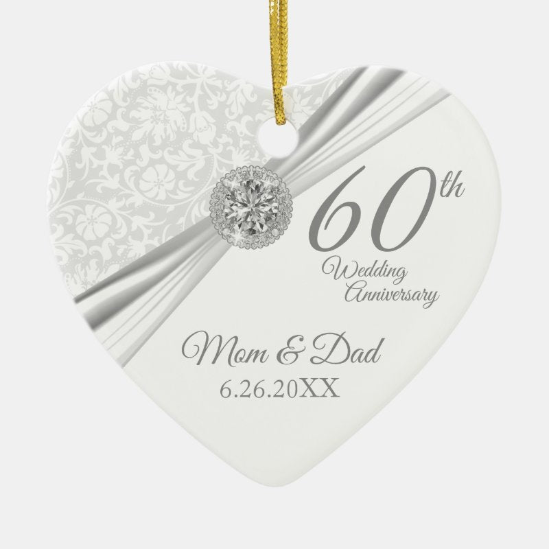 60Th Diamond Anniversary Ceramic Ornament