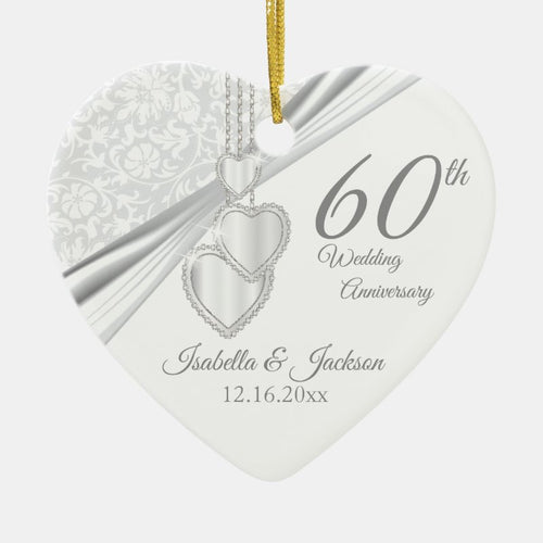 60Th Diamond Wedding Anniversary Ceramic Ornament