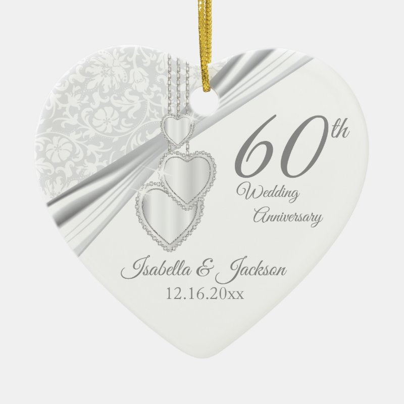 60Th Diamond Wedding Anniversary Ceramic Ornament