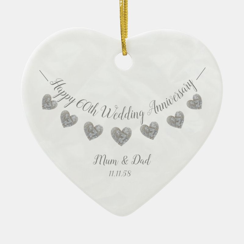 60Th Diamond Wedding Anniversary Mom & Dad Ceramic Ornament