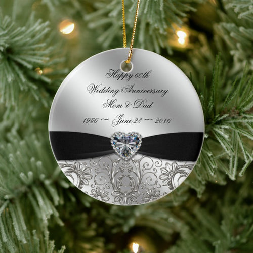 60Th Diamond Wedding Anniversary Round Ornament