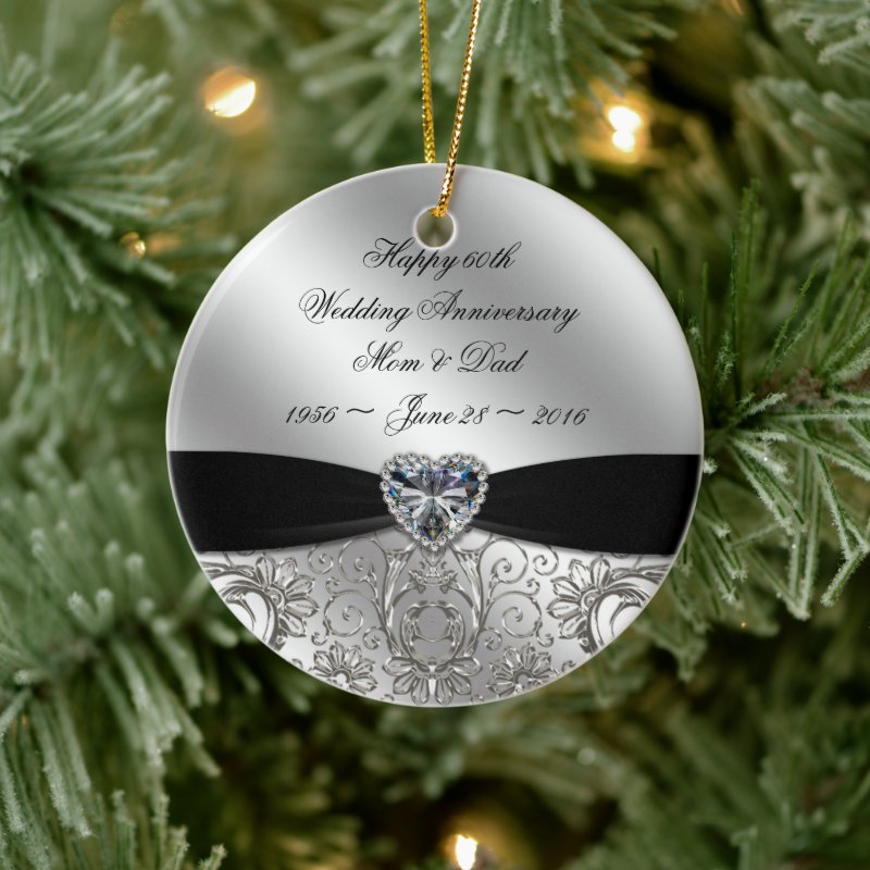 60Th Diamond Wedding Anniversary Round Ornament
