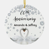 60Th Diamond Wedding Anniversary White Swans Ceramic Ornament