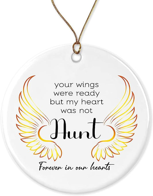 Loss Of Aunt Sympathy Ornament Condolence Gift Idea Aunts Gold Angel Wings Death Anniversary Remembrance Memorial Family Friends Keepsake Decoration Present Porcelain Both Sides