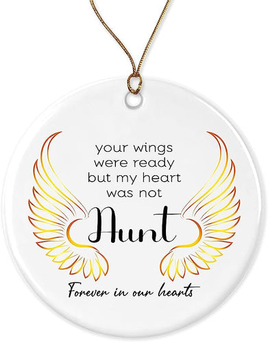 Loss Of Aunt Sympathy Ornament Condolence Gift Idea Aunts Gold Angel Wings Death Anniversary Remembrance Memorial Family Friends Keepsake Decoration Present Porcelain Both Sides