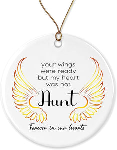 Loss Of Aunt Sympathy Ornament Condolence Gift Idea Aunts Gold Angel Wings Death Anniversary Remembrance Memorial Family Friends Keepsake Decoration Present Porcelain Both Sides