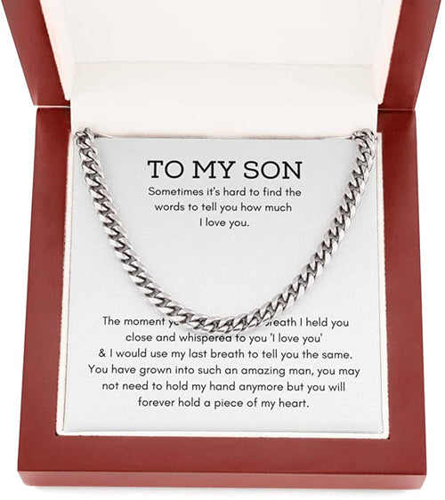 To My Son For Son Cuban Link Chain Son Present Message For Son From Mom To Son From Dad