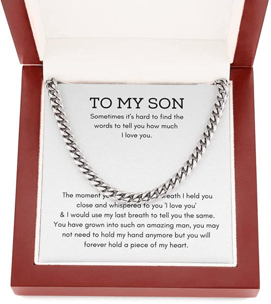 To My Son For Son Cuban Link Chain Son Present Message For Son From Mom To Son From Dad
