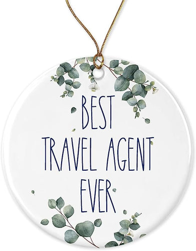 Best Ever Christmas Gift For Agent, Birthday Gift, Anniversary, Ceramic Ornament Printed On Both Sides White