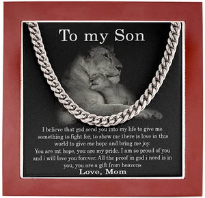 to My Son Necklace from Mom I Believe That God Send You Into My Life Cuban Link Chain Necklace Gift to My Son for