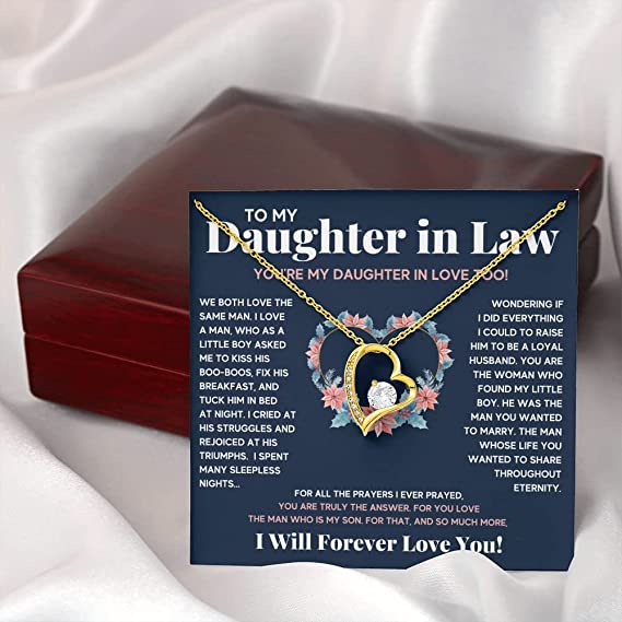 Daughter In Law Necklace Gift - Mothers Day Gift, Valentines Gift, Christmas Gift for Daughter In Law Forever Love Necklace