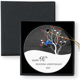Happy 50Th Wedding Anniversary  Anniversary Ornament  Christmas Ornament Keepsake Round Ceramic With Gift Box Christmas Tree Ornament For Christmas Tree Decorations