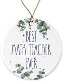 Math Teacher Ornament, Best Ever Christmas Gift For Teacher, Birthday Gift, Anniversary, Ceramic Ornament Printed On Both Sides, White