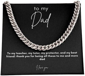 To My Dad To My Teacher I Love You Cuban Link Chain Necklace For Dad Necklace For Father's Day Gift For Father's Day