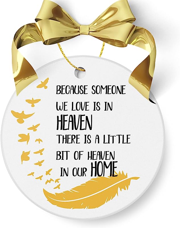 Merry Christmas Heaven Keepsake Memorial Ornament Remembrance Sympathy Gift Christmas Ornaments  Ceramic Christmas Ornaments 3Inch