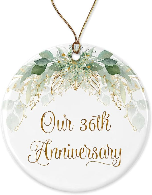 36Th Christmas Ornament - Wedding Gift For Couple - Parents 36 Years Anniversary Ornament Printed On Both Sides