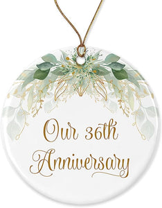 36Th Christmas Ornament - Wedding Gift For Couple - Parents 36 Years Anniversary Ornament Printed On Both Sides