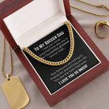 Handmade Necklace Message Card Jewelry Message Necklace Personalized Gifts Soccer Dad gift. Cuban Link Chain necklace