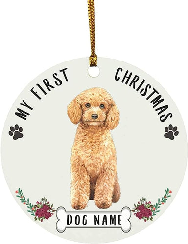 Lovesout Personalized Name Custom Year Toy Poodle Apricot Puppys New Years 2024 Decorations Gifts First  Christmas Tree Ornaments Circle Ceramic