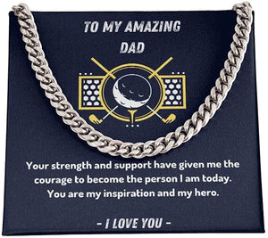 To My An Amazing Dad Golf Cuban Link Chain Necklace For Dad Necklace For Father's Day Gift For Father's Day Cuban