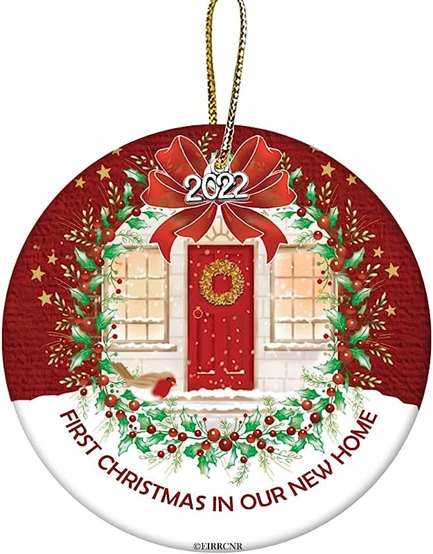 First Christmas In Our New Home  Christmas Ornament, Cardinal Bird Ornament, Housewarming Gift, Homeowner Present - 2.8" Ceramic Ornament