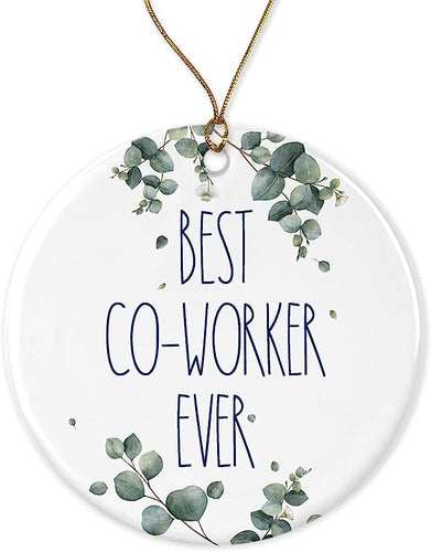 Co-Worker Ornament, Best Ever Christmas Gift For Co-Worker, Birthday Gift, Anniversary, Ceramic Ornament Printed On Both Sides, Orn-48Tlug1Ym9-Printed-On-Both-Sides, White