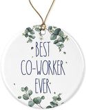 Co-Worker Ornament, Best Ever Christmas Gift For Co-Worker, Birthday Gift, Anniversary, Ceramic Ornament Printed On Both Sides, Orn-48Tlug1Ym9-Printed-On-Both-Sides, White