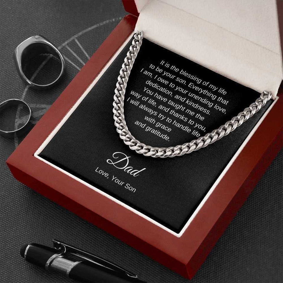 Gift for Dad from Son Cuban Link Chain Necklace Husband's Gift Birthday's Gift Father's Day Gift