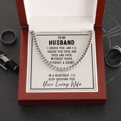 Personalized Message Card Cuban Link Chain Necklace To My Husband Without Pause Without A Doubt Cuban Link Chain